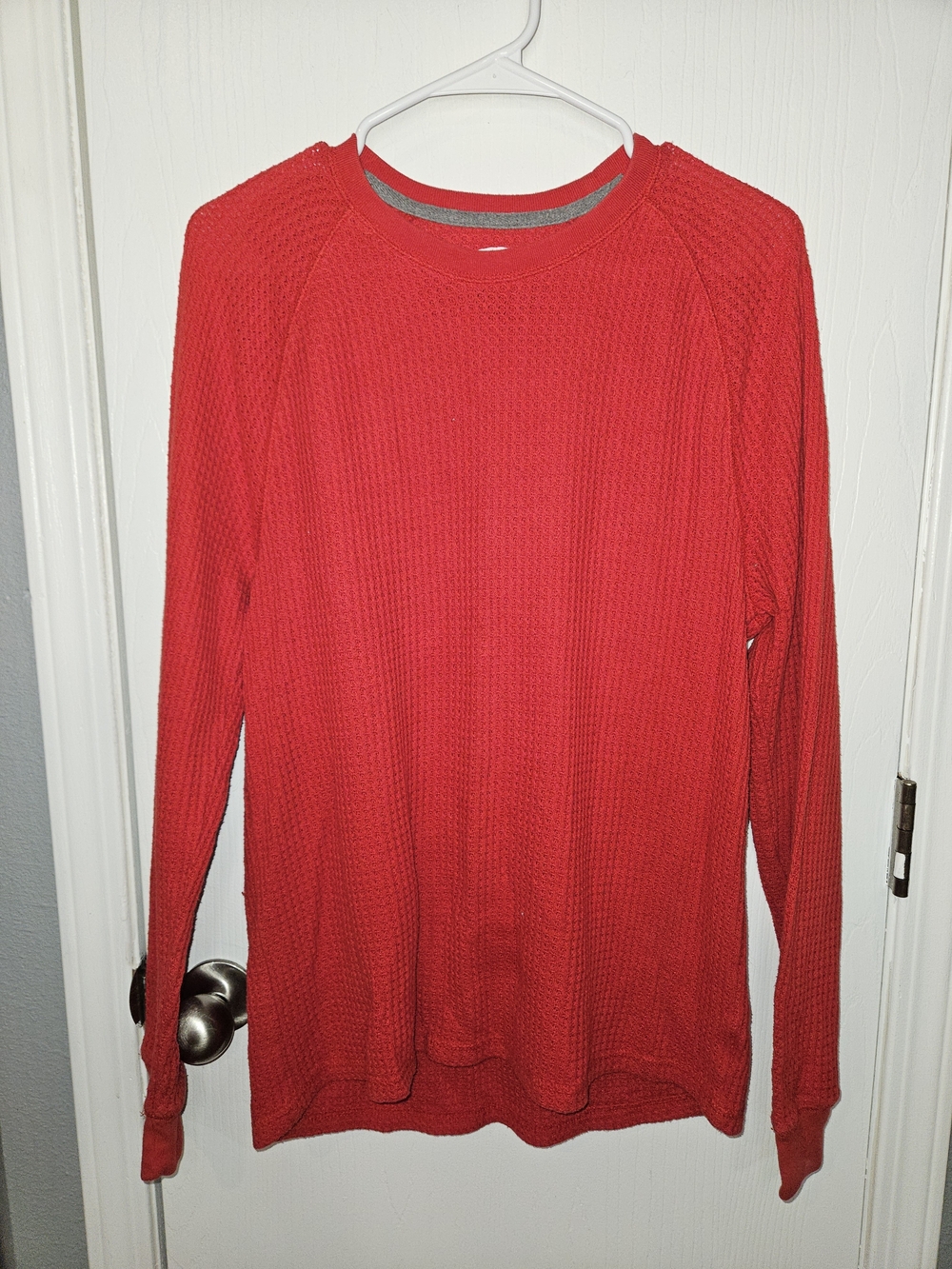 Old Navy Red Long Sleeve Waffle Knit Heavyweight Comfy Shirt